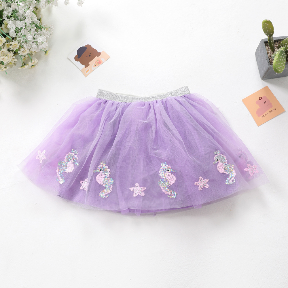 SAMPLE LINK Wholesale princess soft material rainbow embroidery style children tutus skirt for girl with lining