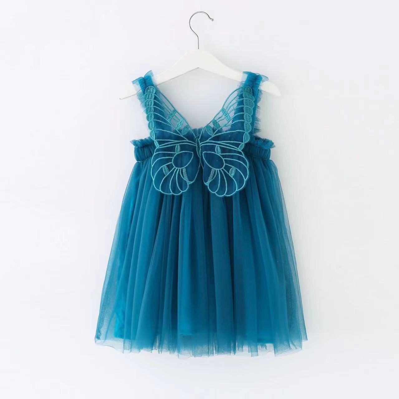 Summer Children Clothes Baby Girl Butterfly Wing Tulle Lace Princess Dress Kids Fluffy Tutu Dress