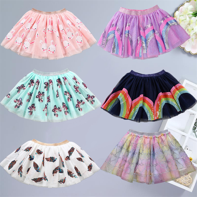 Princess Dress Summer Fashion Skirt New Lovely Sweet Children Vestidos Kids Costume Skirts Sequin Embroidery Girls Tutu Skirts