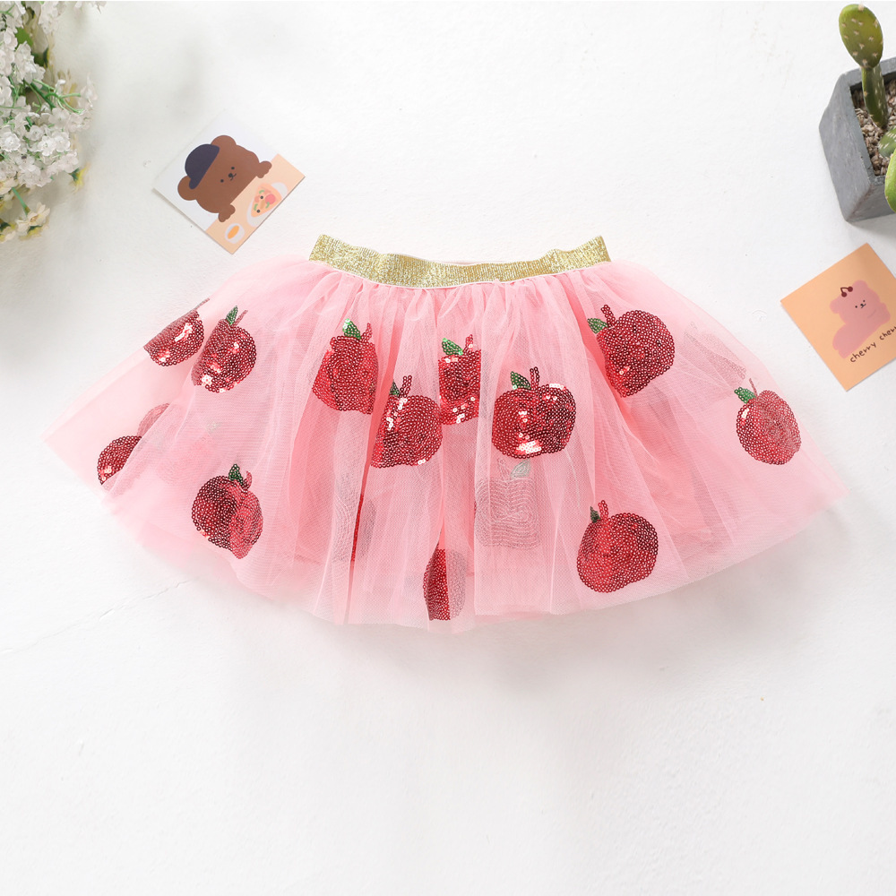 SAMPLE LINK Wholesale princess soft material rainbow embroidery style children tutus skirt for girl with lining