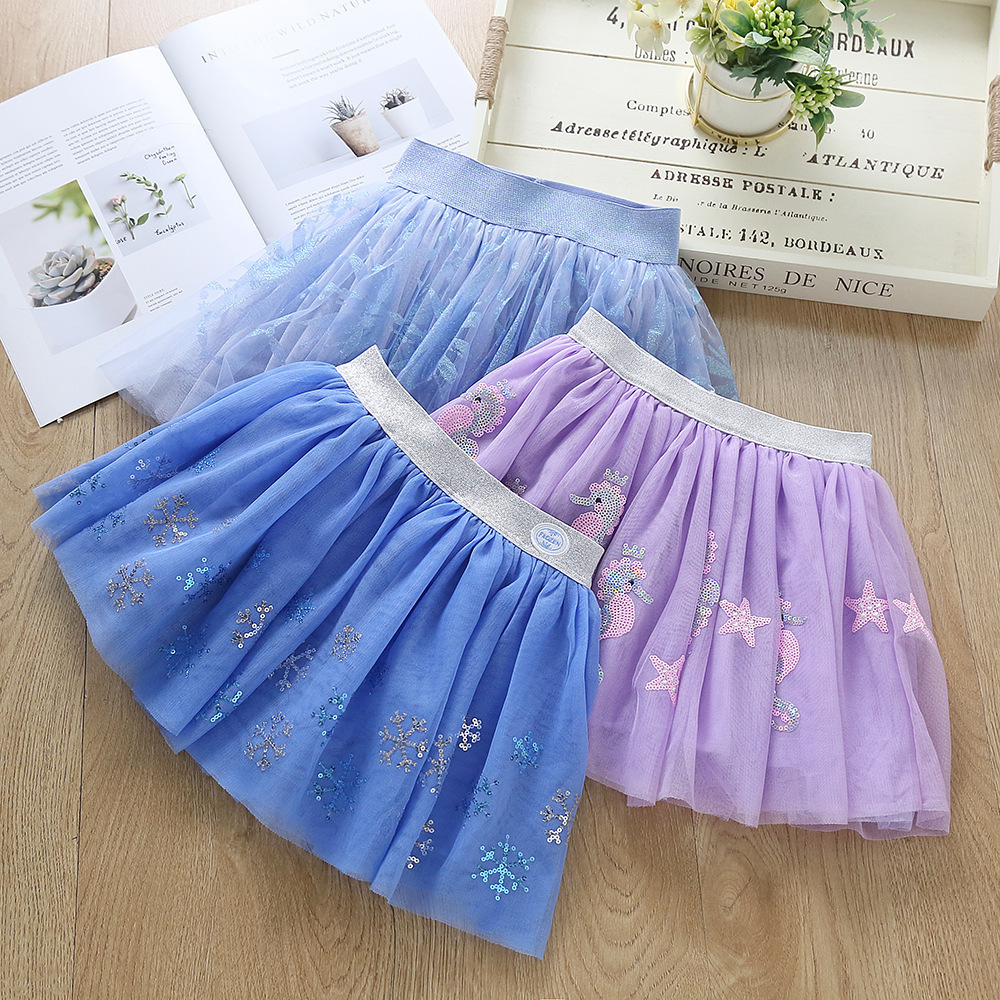 Princess Dress Summer Fashion Skirt New Lovely Sweet Children Vestidos Kids Costume Skirts Sequin Embroidery Girls Tutu Skirts