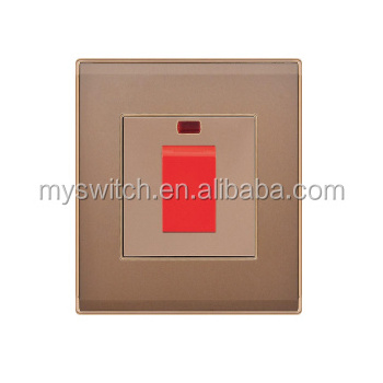 BS UK standard electrical water heater 45A DP smart wall switch with neon