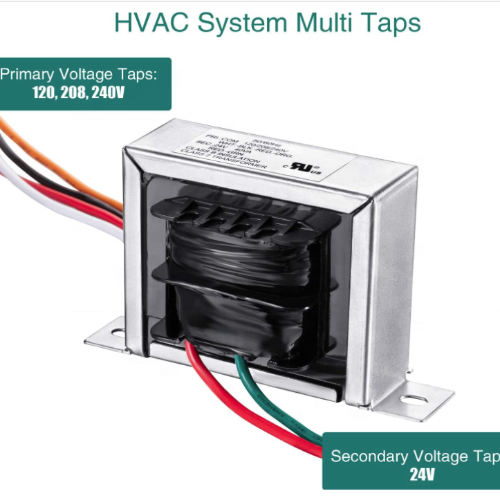 Control Transformer 40VA, Primary 120, 208, 240V Secondary 24V, HVAC Furnace Multi Tap