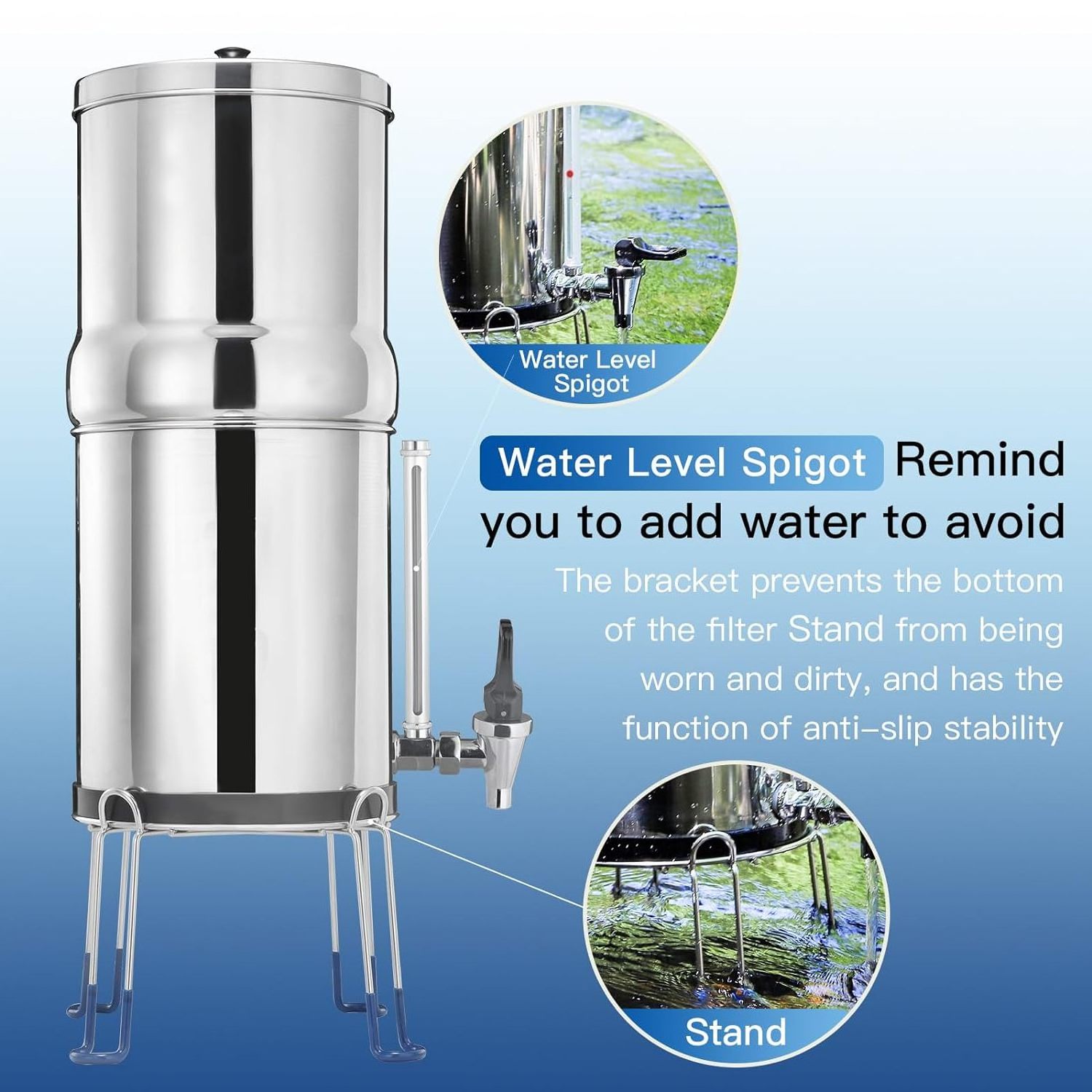 Home Outdoor Use Countertop Stainless Steel Water Purifier Tap Water Direct Drinking Gravity Filter Kitchen Water Purifier