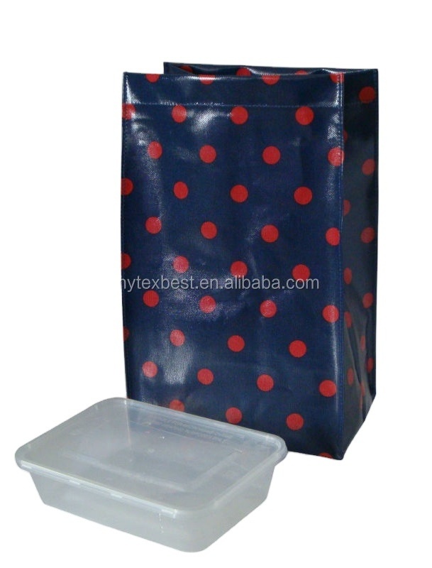 Wholesale customizable storage bags at affordable prices, durable oilcloth lunch bags, made of 100% cotton fabric with PVC