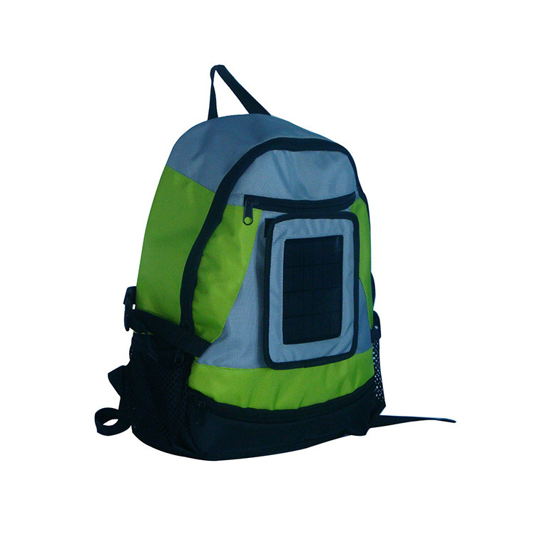 High quality custom fashion green big capacity soft sports solar power backpack