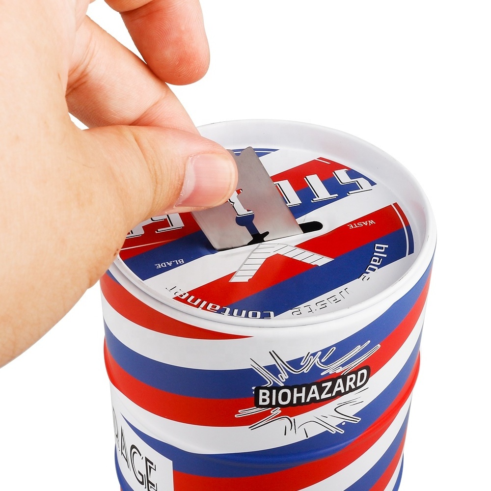 Factory Barbershop recycling Razor Blade Disposal Container Stainless Steel Shave Razor Disposable Blade Container