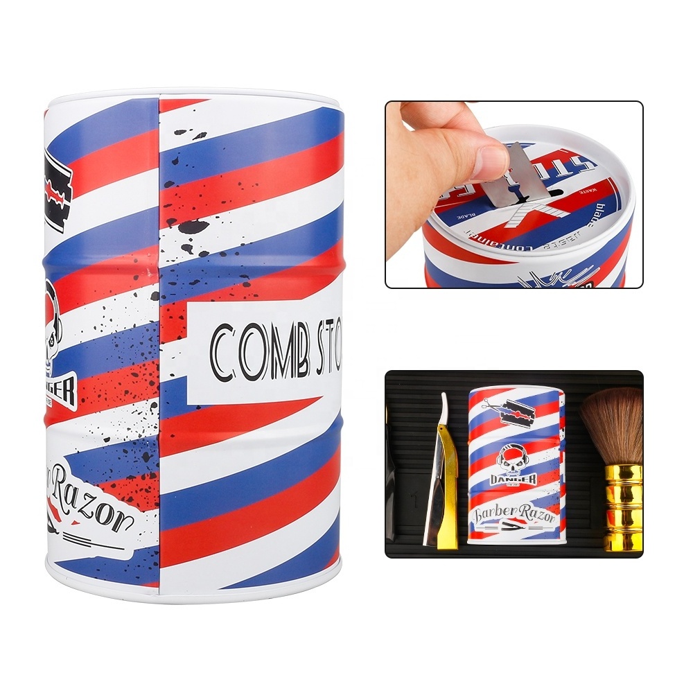 Factory Barbershop recycling Razor Blade Disposal Container Stainless Steel Shave Razor Disposable Blade Container