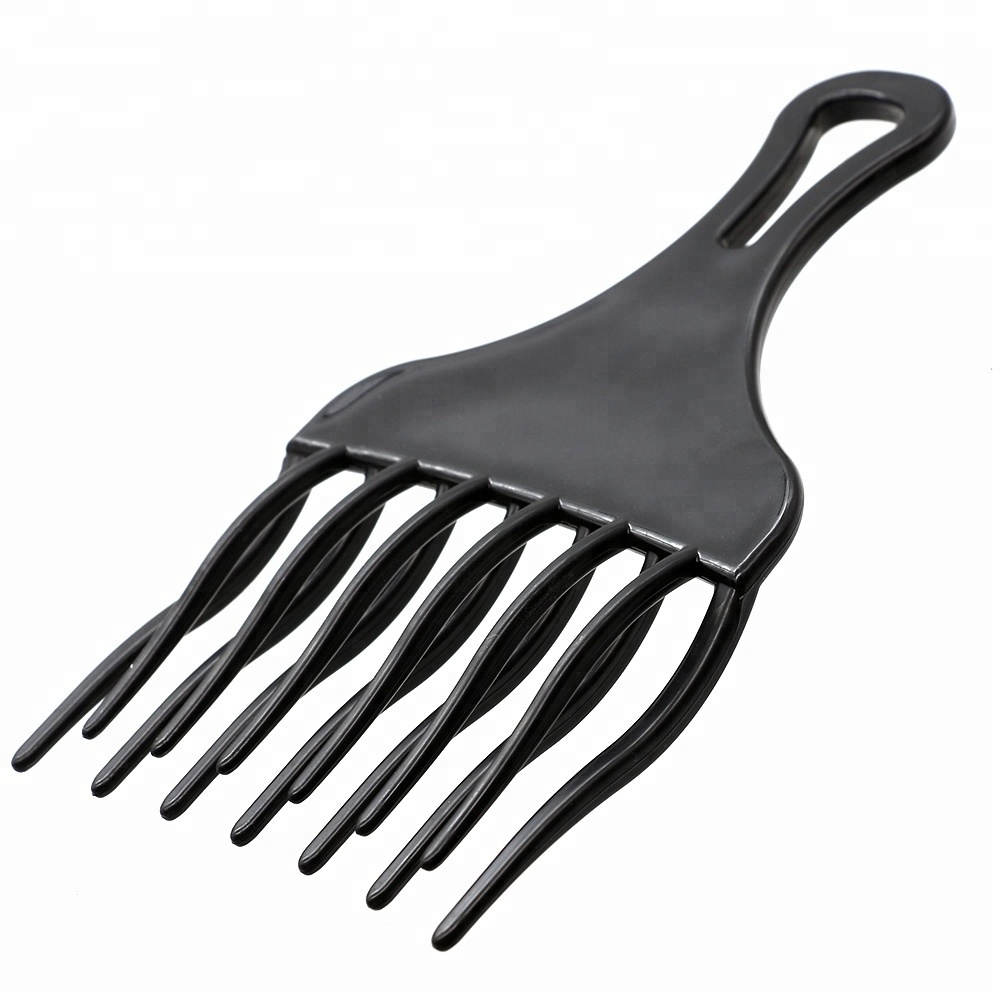 Black Plastic Insert Wave Hair Extension Hairdressing Afro Pick Fork Comb For Kinky Curly Hair Styling Tools