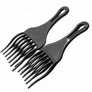 Black Plastic Insert Wave Hair Extension Hairdressing Afro Pick Fork Comb For Kinky Curly Hair Styling Tools