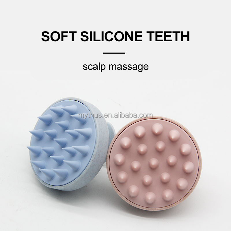 Customize Logo Wheat Straw Hair Scalp Massager Shampoo Brush Silicone Bath Scalp Massage Brush For Shampoo Pet Grooming Brush