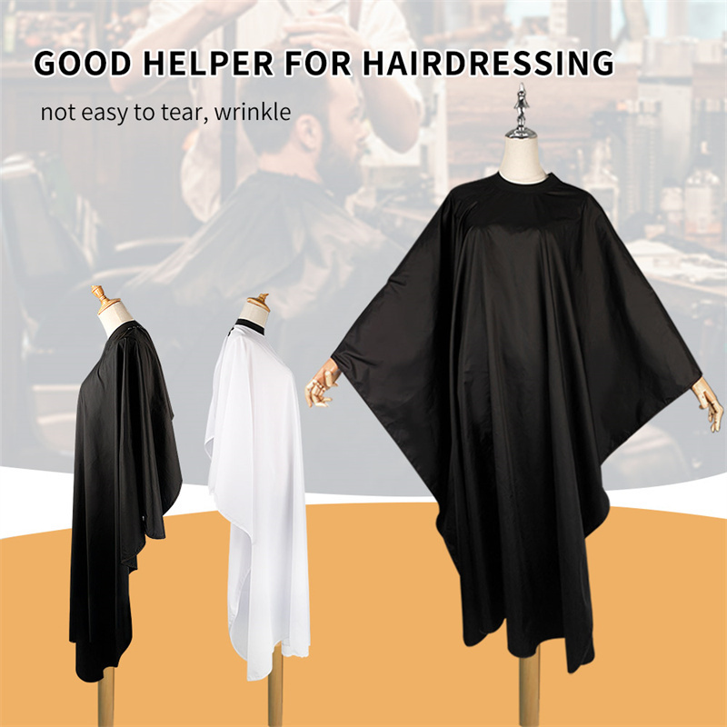 Newest Custom Logo Black Waterproof Designed Barber Silicone Neckline Adjustable Closure Hairdressing Salon Polyester Cape