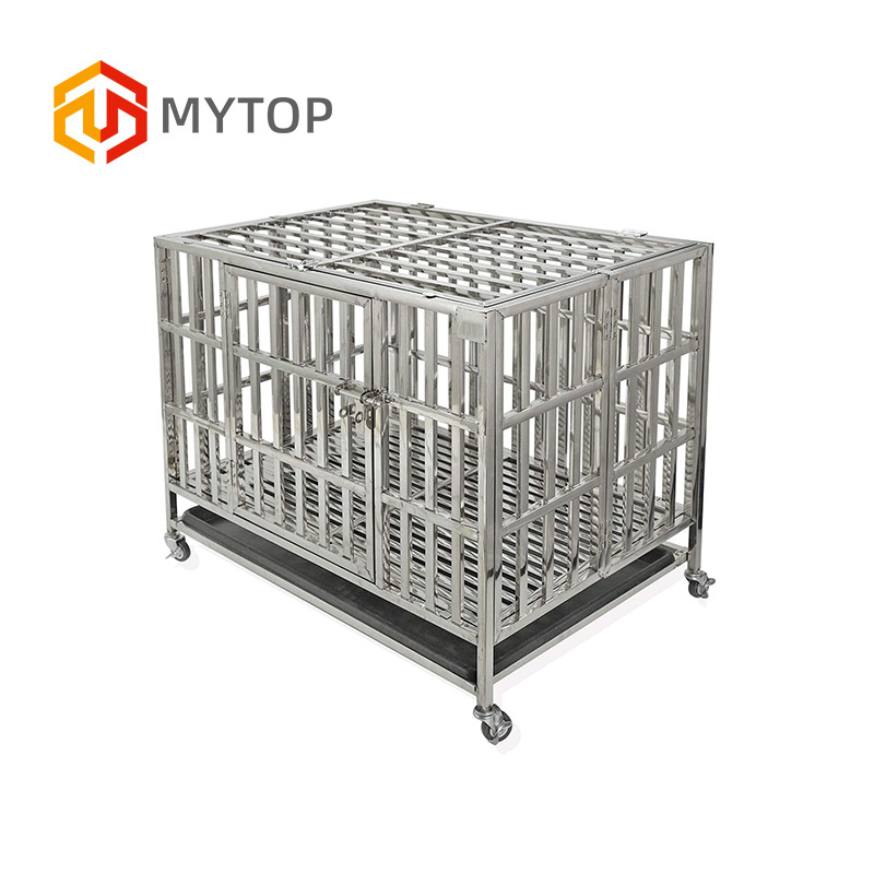 Easy To Install Heavy Duty Strong Metal Kennel Crate Medium And Large Pet Dog Cage With Four Wheels