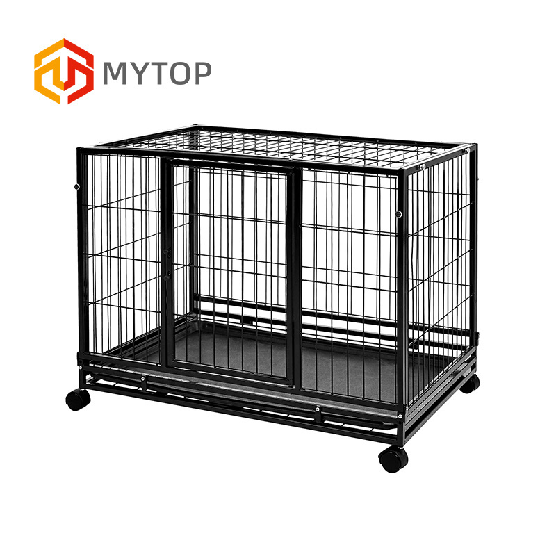 Easy To Install Heavy Duty Strong Metal Kennel Crate Medium And Large Pet Dog Cage With Four Wheels