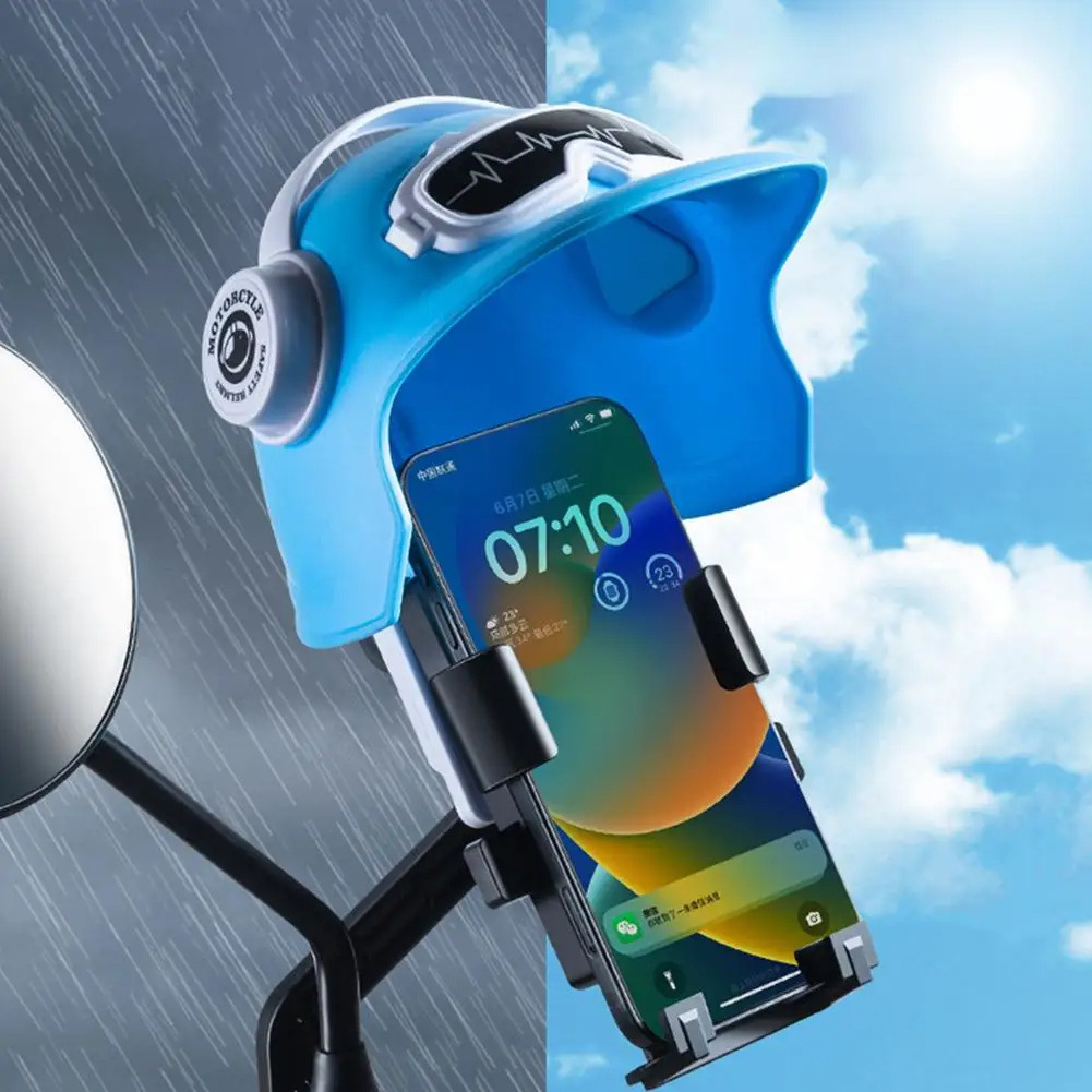 Motorcycle Mobile Phone Holder Sunshade Umbrella Waterproof Small Helmet Sunscreen Phone Stand Bracket Drop Shipping