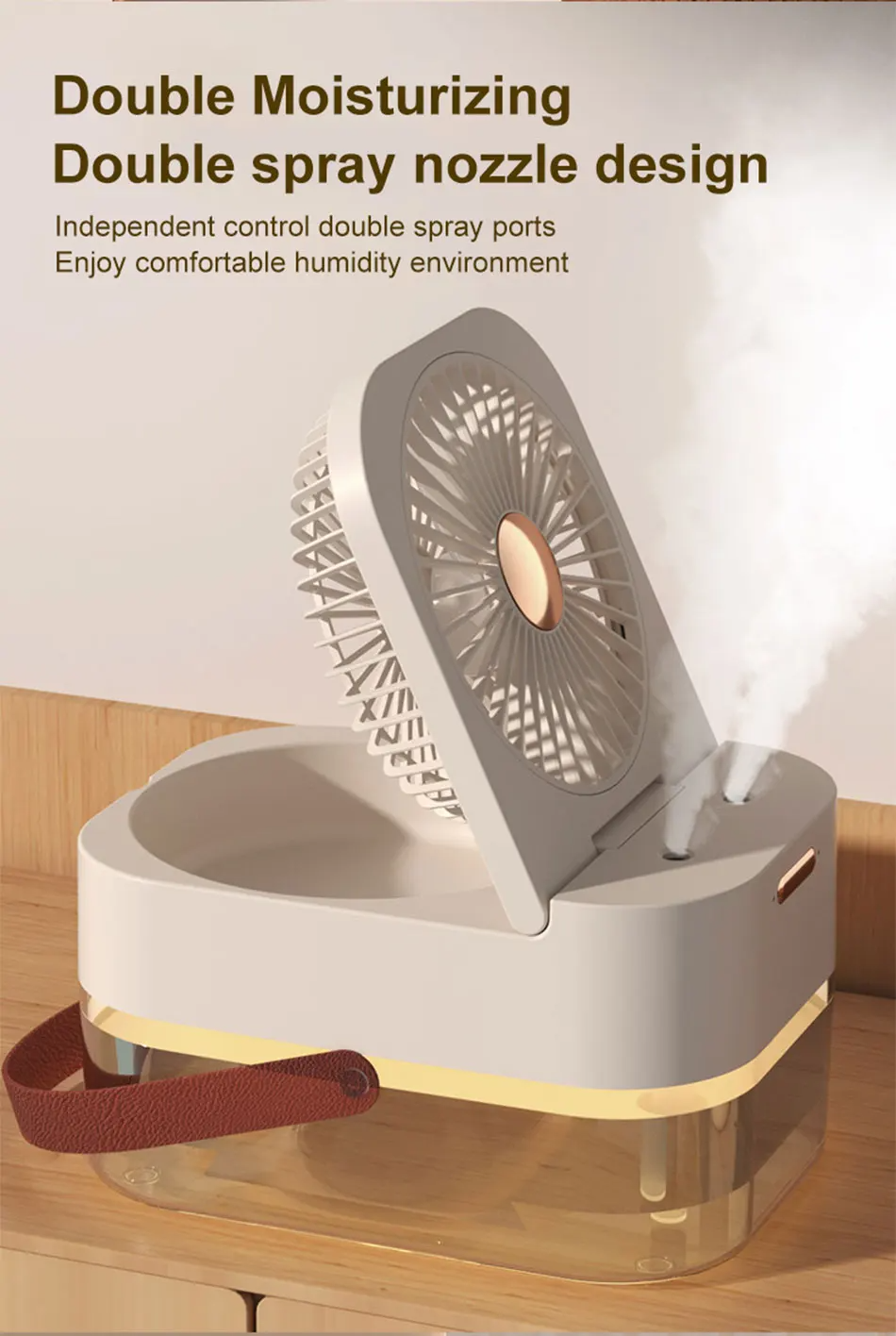 3 In 1 Portable Fan Air Conditioner Humidifier Cooling USB Fan Air Cooler LED Night Light Water Mist Humidification Fans