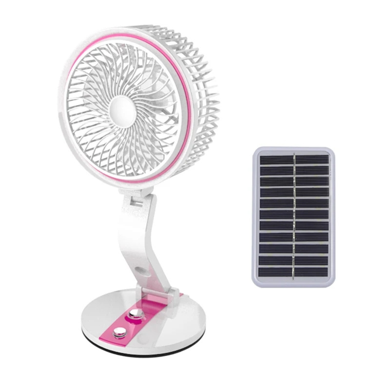 2024 Wall mounted solar lamp fan USB charging Portable Mini Solar Electric Fan 1600 mah for attic home house table window car