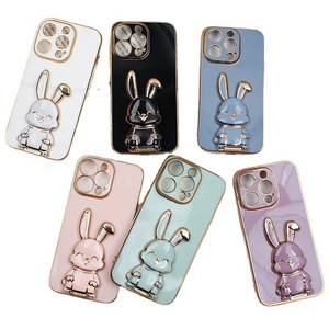 Universal Finger Ring Phone Holder Desktop Ultra-thin Cartoon Rabbit Phone Stand Foldable Buckle Adhesive Pull Rod Support Frame