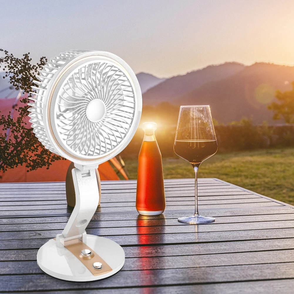 1600mAh Wall mounted solar fan with solar panel Rechargeable Fan with Battery and Led Light Table Fan Dormitory Office