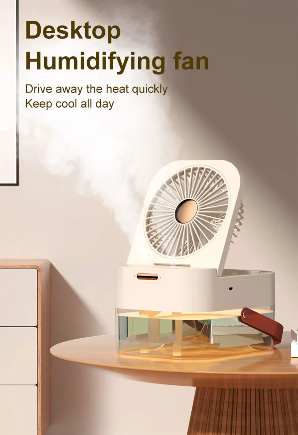 3 In 1 Portable Fan Air Conditioner Humidifier Cooling USB Fan Air Cooler LED Night Light Water Mist Humidification Fans