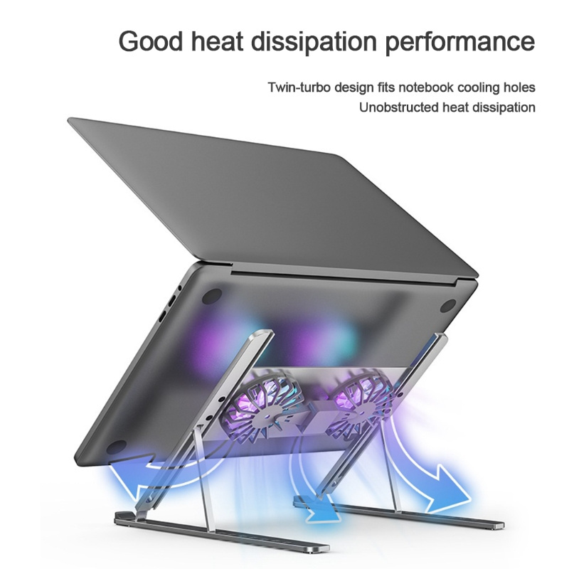 Hot Selling Adjustable Laptop Stand Cooling Holder with 2 Fans Quiet Thin Folding Riser Cooler for Pad Notebook PC