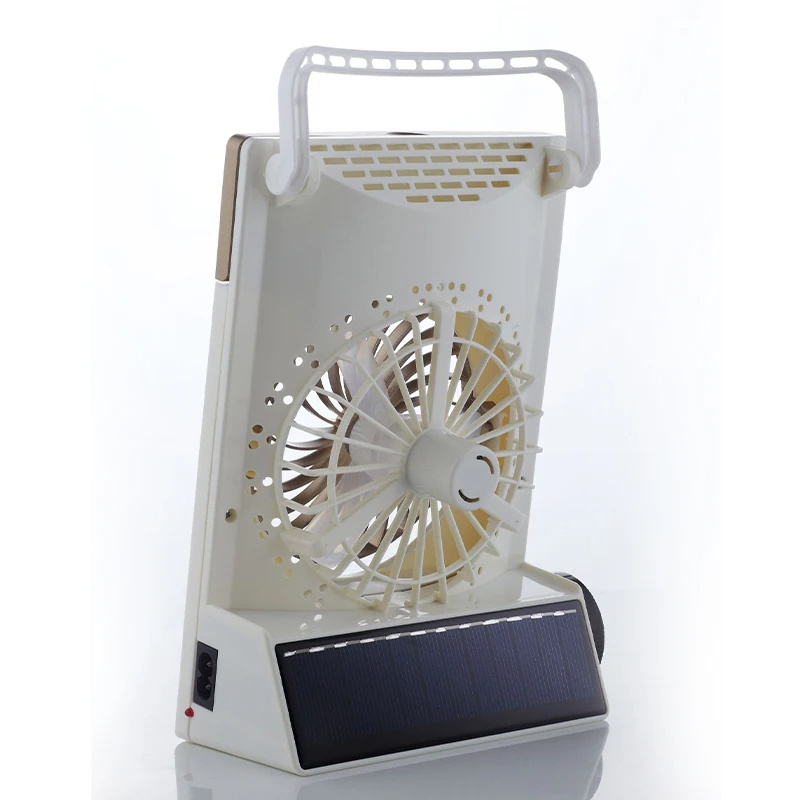 Hot sale Multifunctional Solar Camping Fan Flashlight 1400mA 2W Mini Solar  Electric Fan 3-Speed