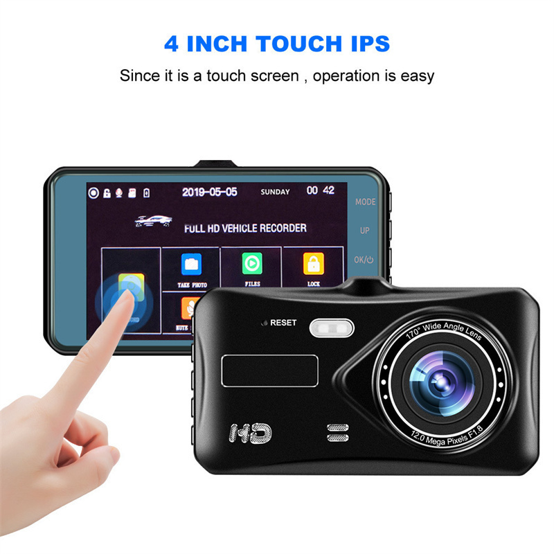 4 Inch Touch Screen Lcd Fhd front and rear view car camcorder video recorde1080p Dual Lens Front And Rear Dvr Video Recorder