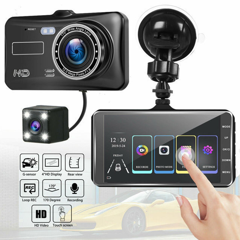 4 Inch Touch Screen Lcd Fhd front and rear view car camcorder video recorde1080p Dual Lens Front And Rear Dvr Video Recorder