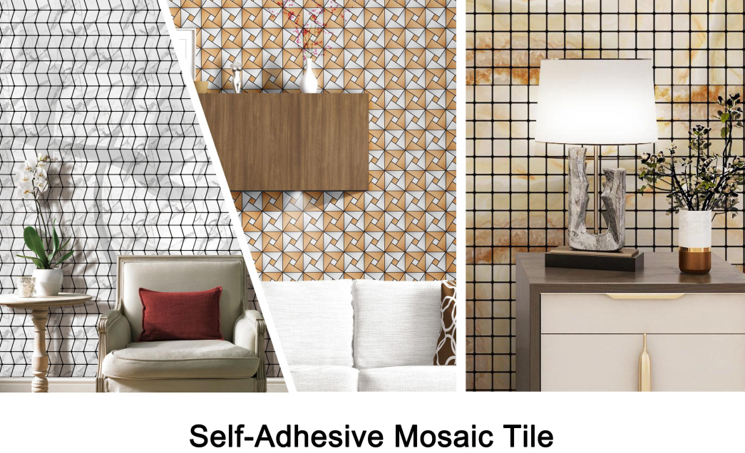 Sliver Gold Self-adhesive Mosaic Tiles Marble Design Mosaic Tiles For DIY Craft Decoration Mosaic Tile