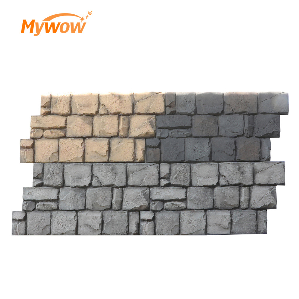 1200x600MM Customized 3D PU Culture Brick Stone Big Slab PU Rock Slab Faux Wall Panel