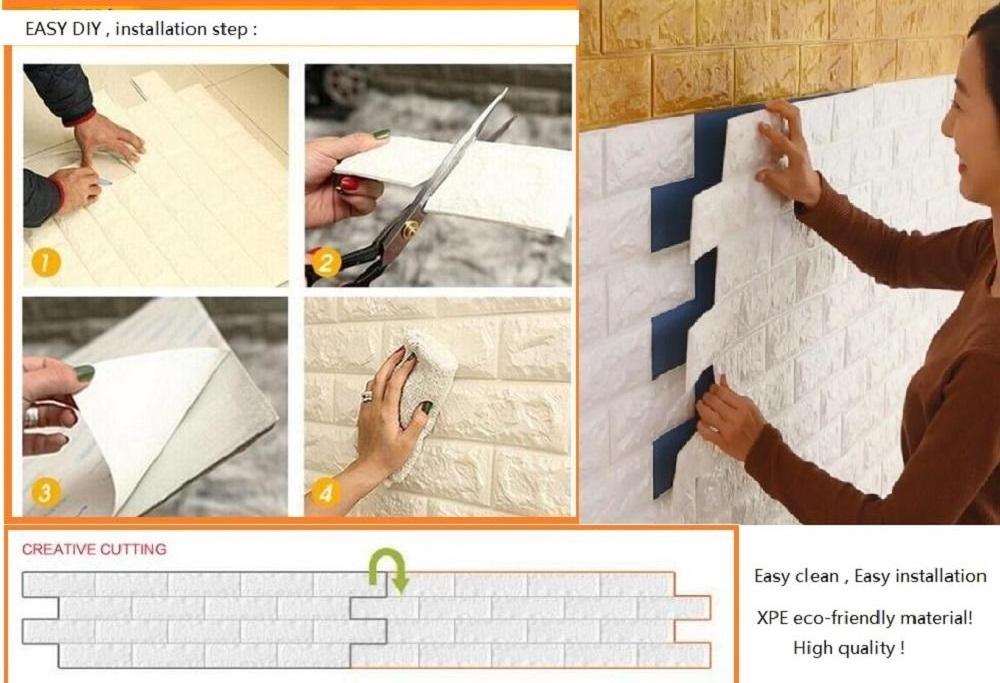 New Style 3d Foam Wall Tile Decor Design 3d Brick PE Foam Wallpaper Wall Panel Sticker