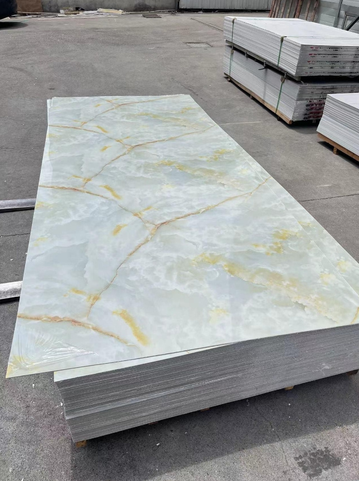 4x8 UV PVC Sheet Marble Alternative with Pattern Decoration Fireproof and for Commerce and Apartment Use