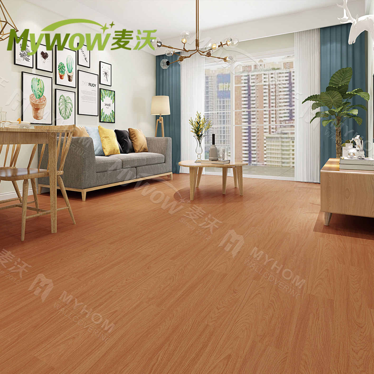 Interior Peel and Stick Vinyl Flooring Waterproof 3D PVC Floor Tiles