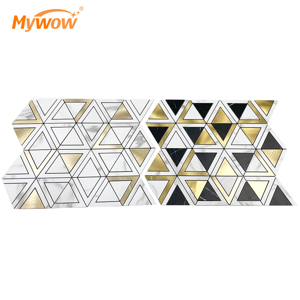 Polished Self-adhesive Pvc Mosaic Aluminium Hexagon Peel And Stick Tiles For Bathroom Kitchen Backsplash Wall Remodel