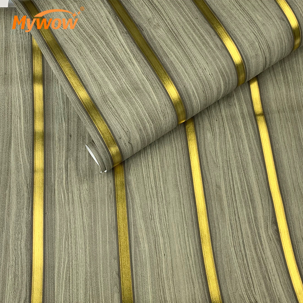 Multiple Options Wood Stripe Grain Wall Paper Rolls Contact Paper Pvc Vinyl Film Removable Waterproof Wallpaper