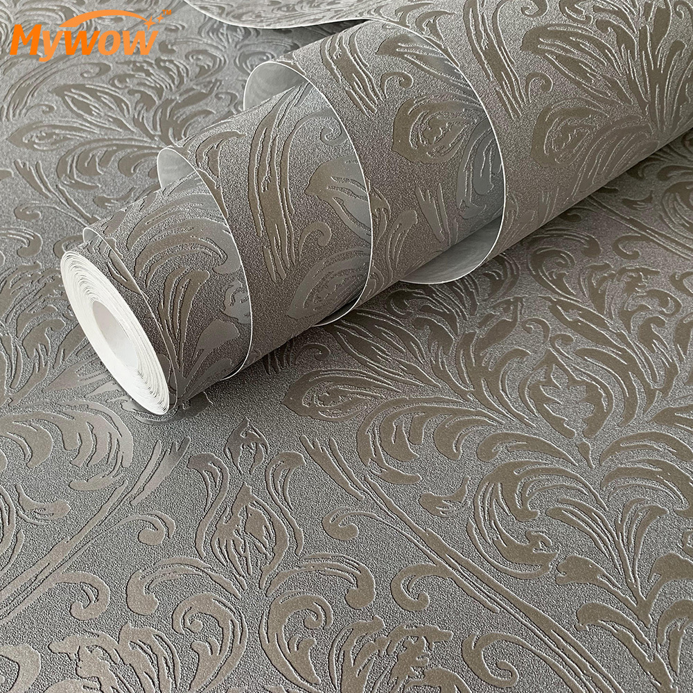 Home Decor Royal Striped Floral Ahlstrom Nonwoven Wallpaper Raised Screen Printed Wallpaper with Foil Lamination