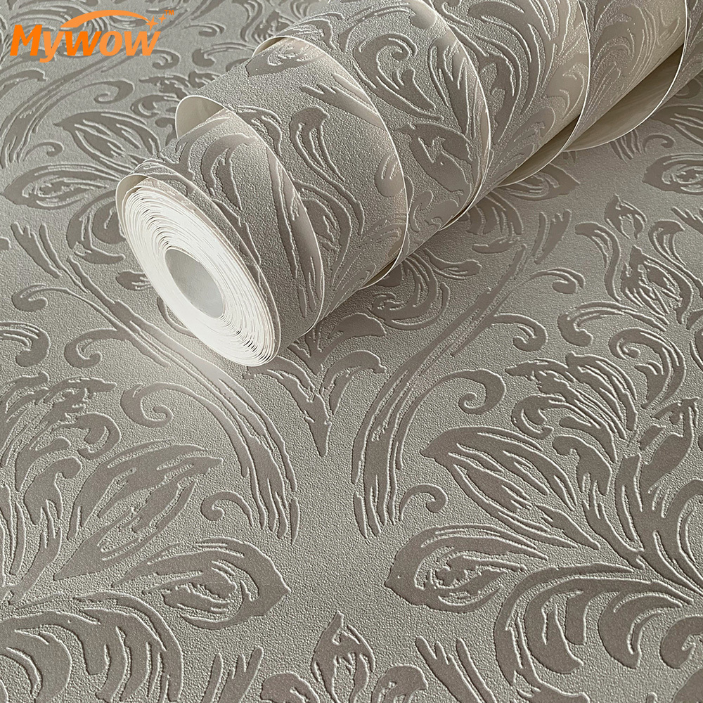 Home Decor Royal Striped Floral Ahlstrom Nonwoven Wallpaper Raised Screen Printed Wallpaper with Foil Lamination