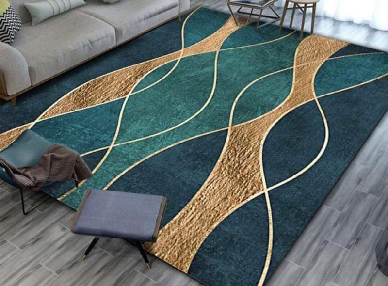 Modern Design Geometric Living Room Carpet Modern Light Luxury 3d Printing Carpets And Rugs Anti Slip For Home