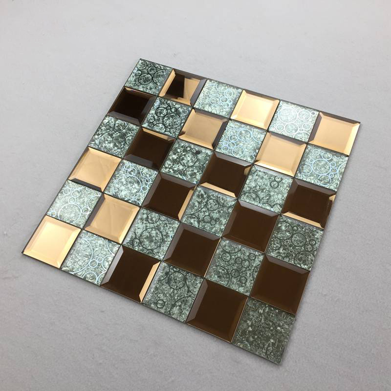 Large Square Decorative Glass Mirror Tiles Wall and Elevator Background Decoration Mosaic Glass Mirror Tiles