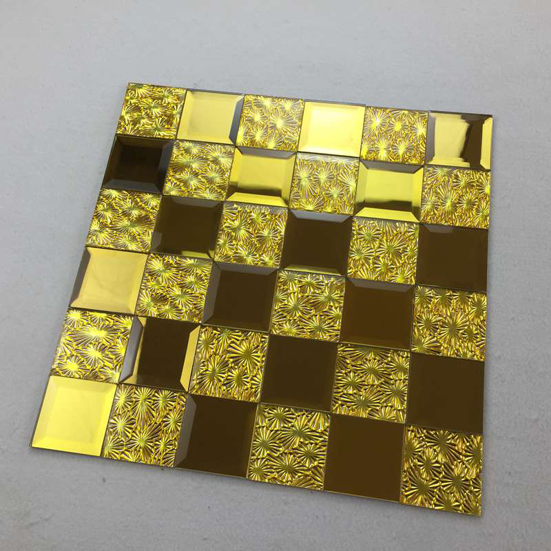 Large Gold Silver Wall Tile Building Glass Home Decoration Mirror Mosaic Shining Glass Mosaic Tile Gold Mosaic Tile