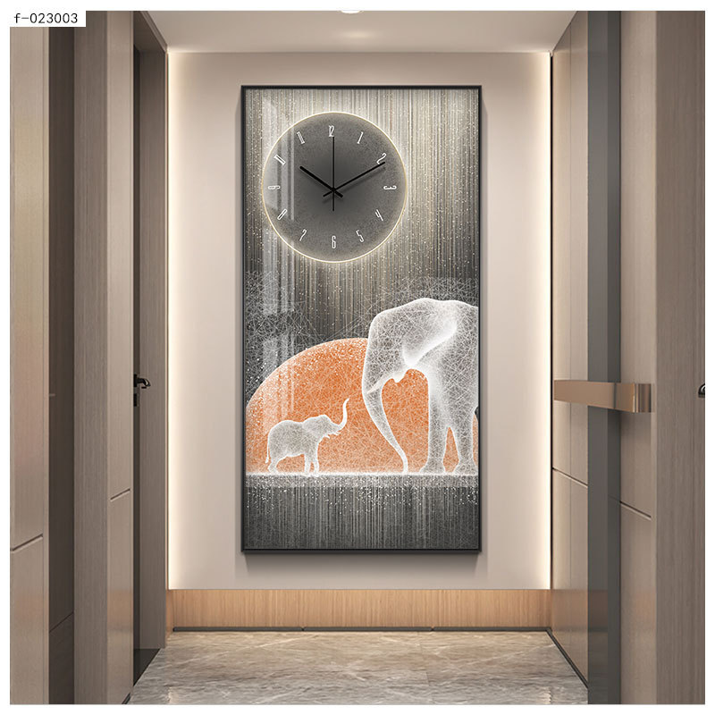 Entrance Painting  Living Room Crystal Wall Clock Art Painting Clock Luxury Customized Frame