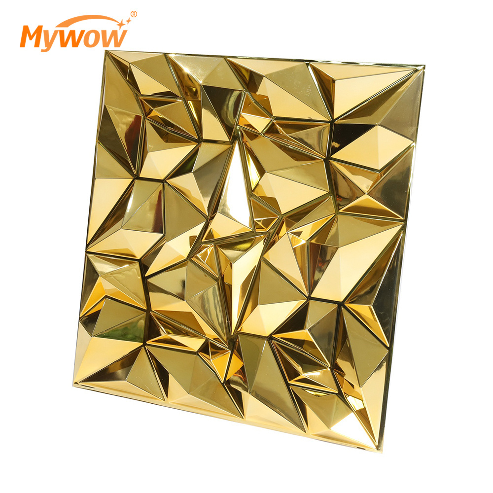 New Luxury Waterproof Electroplate Gold or Silver Mirror 3D PVC Wall Panel