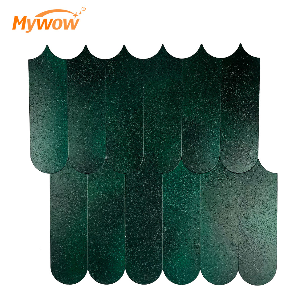 New Design Retro Green Peacock Feather Brick Aluminium Self Adhesive Mosaic Wall Tiles