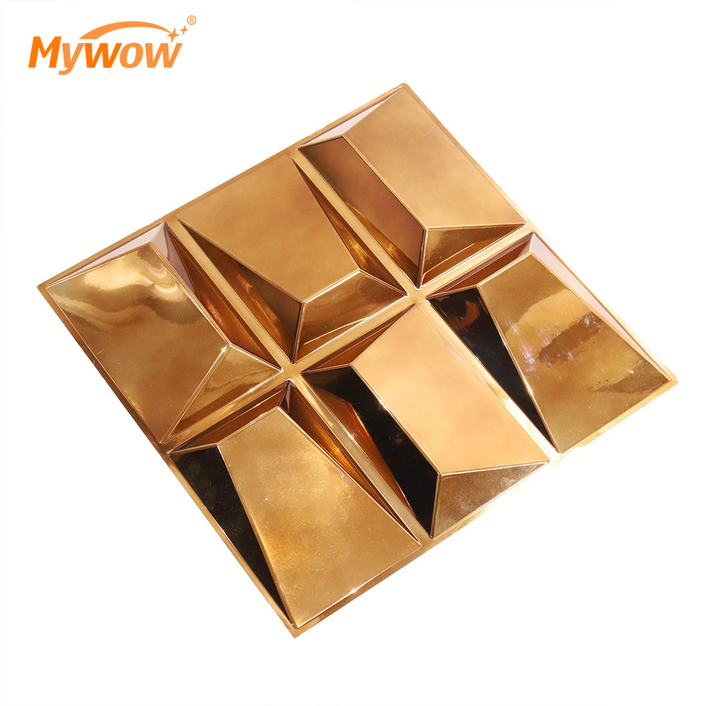 New Luxury Waterproof Electroplate Gold or Silver Mirror 3D PVC Wall Panel