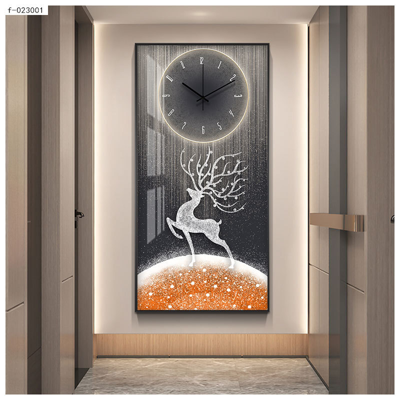 Entrance Painting  Living Room Crystal Wall Clock Art Painting Clock Luxury Customized Frame