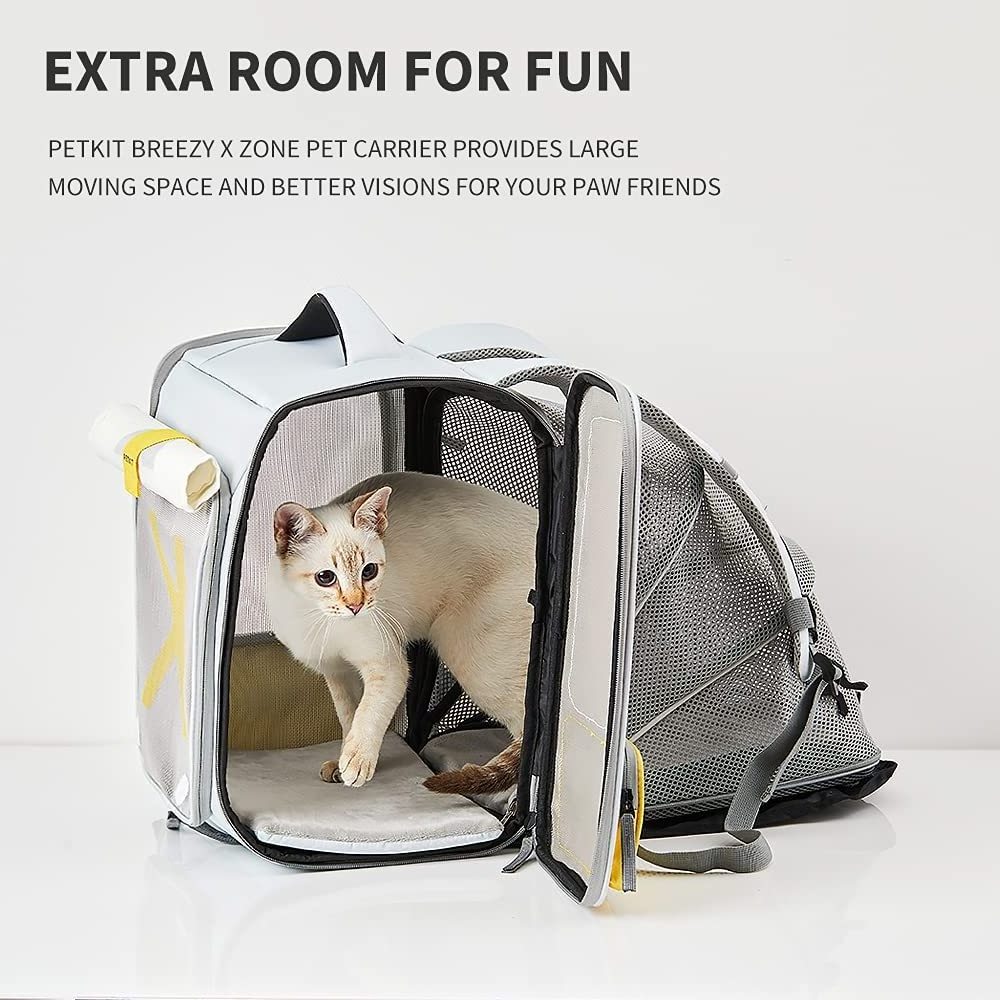 PETKIT Breezy X ZONE Pet Carrier Bag Small Dog Cat Backpack with Extra Tent Space,Foldable design,soft pad