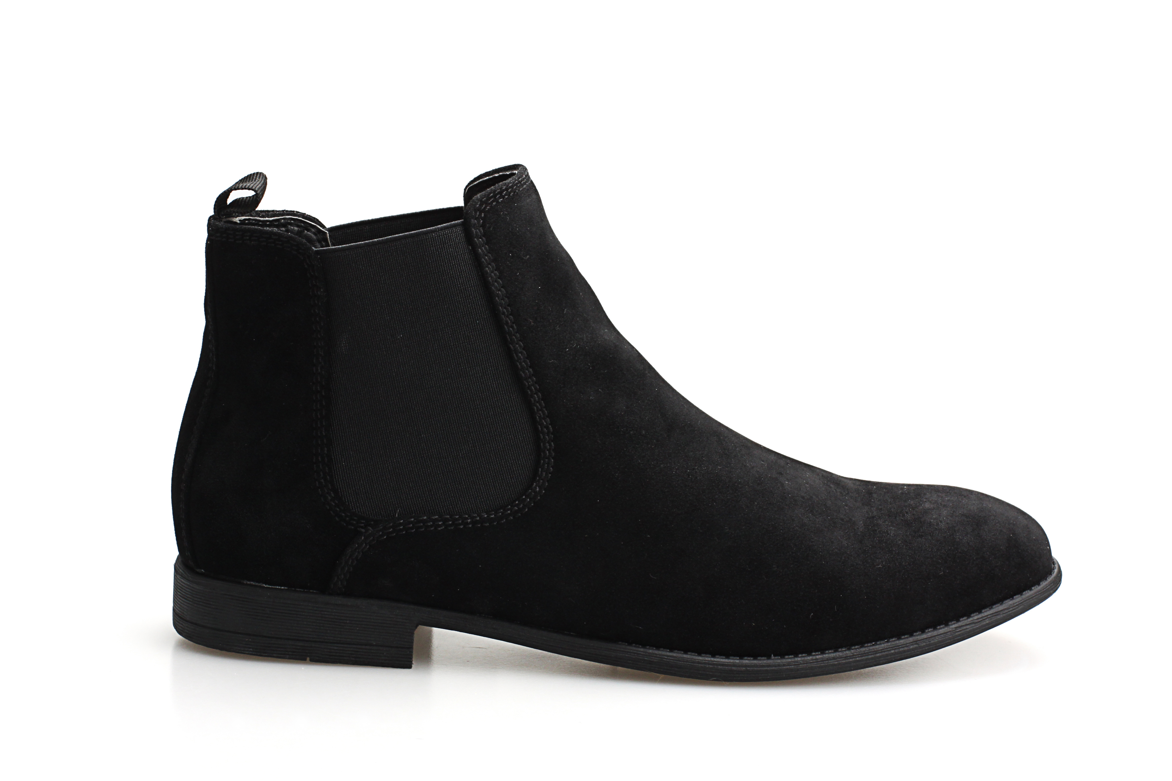 Men causal high quality microfiber upper elastic low height TPR outsole round toe flat chelsea boots