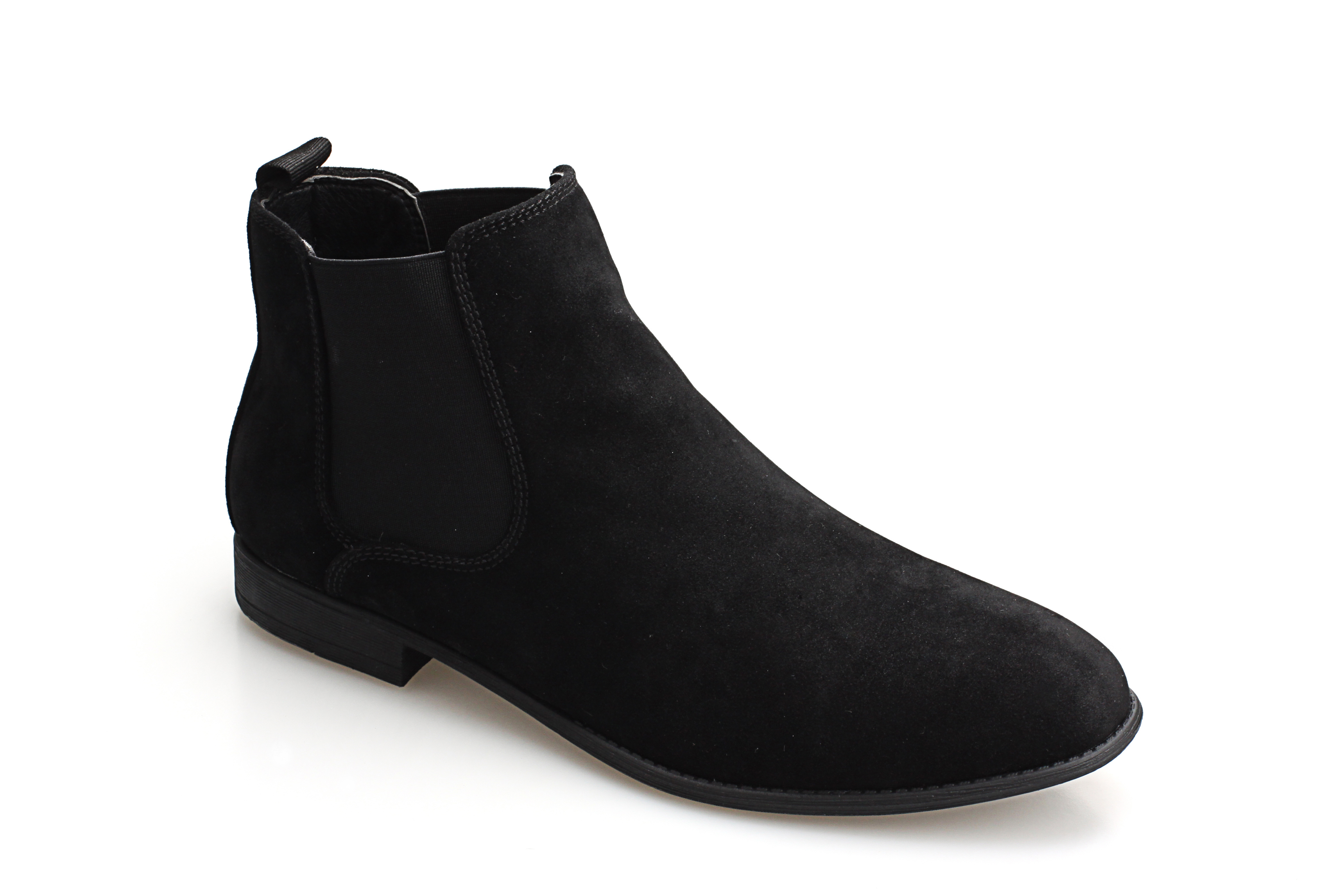 Men causal high quality microfiber upper elastic low height TPR outsole round toe flat chelsea boots