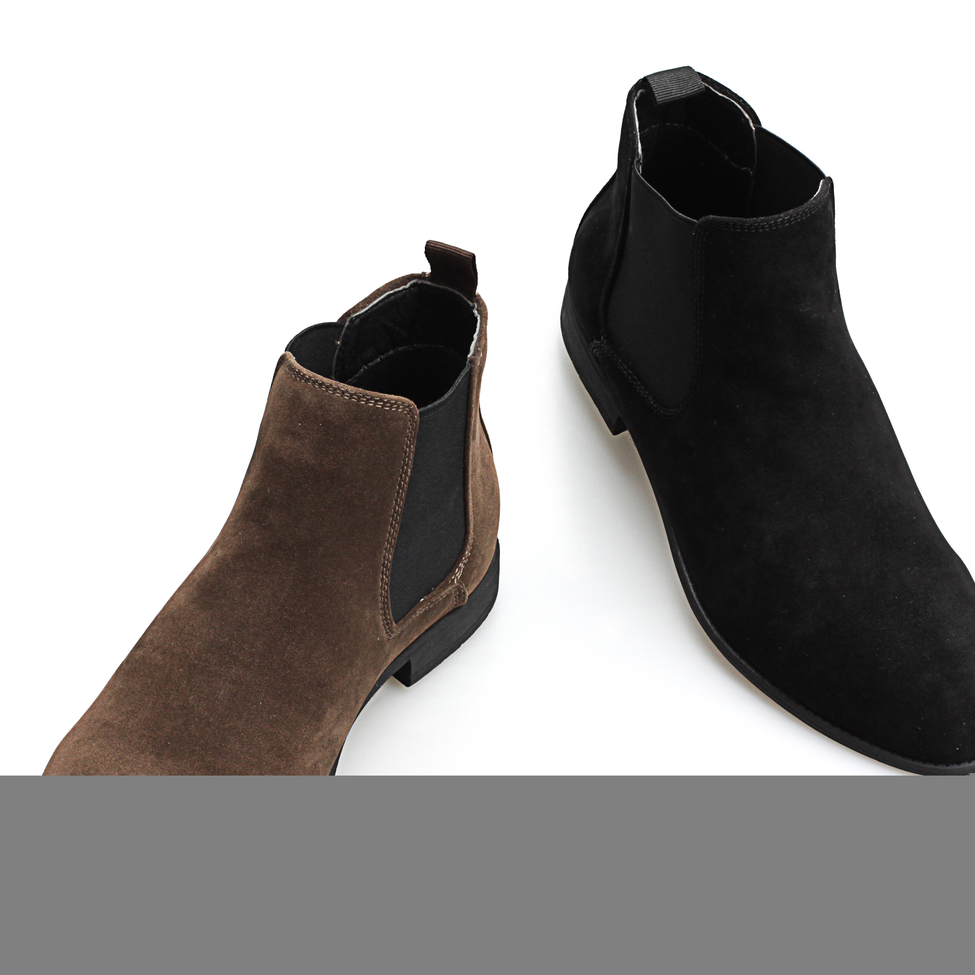 Men causal high quality microfiber upper elastic low height TPR outsole round toe flat chelsea boots