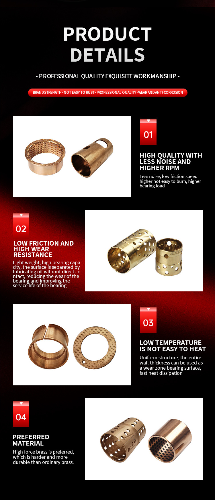 Bearing Sleeve Brass Cutless Bushing Carbon Bush Brass Bearing